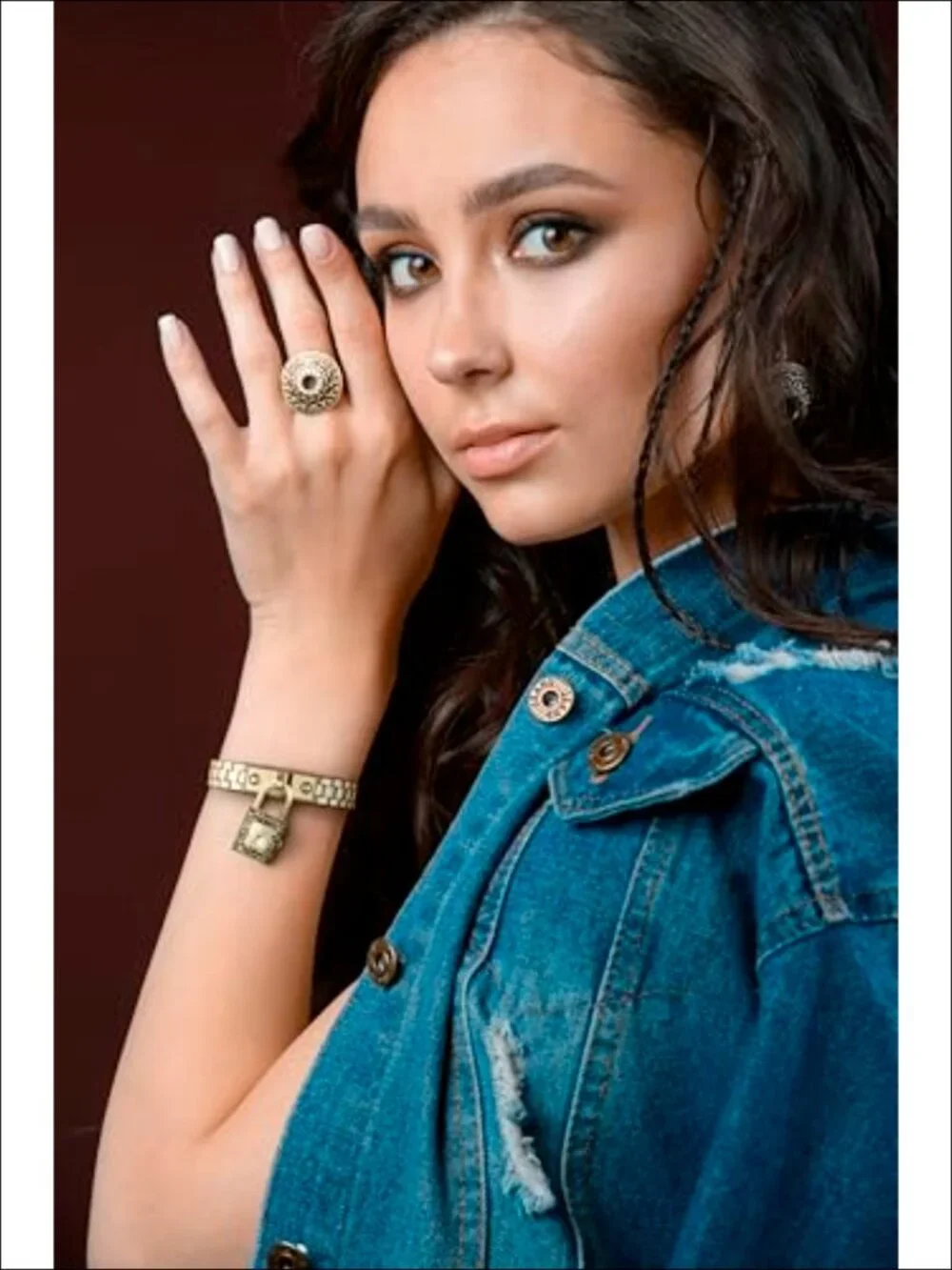 Gold Locket Charm Bracelet Watch - 20mm Square Case, Quartz Movement